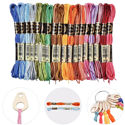 18 Skeins 6-Ply Polyester Embroidery Floss OCOR-CY0002-76-1