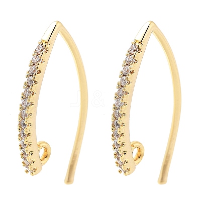Brass Micro Pave Clear Cubic Zirconia Earring Hooks KK-G516-03G-1