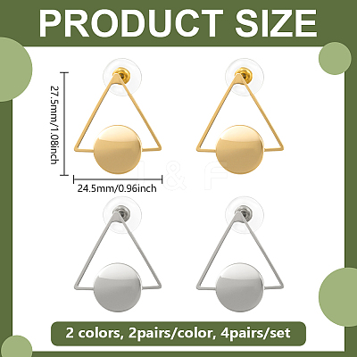 4Pairs 2 Colors Iron Stud Earrings EJEW-HY0001-13-1