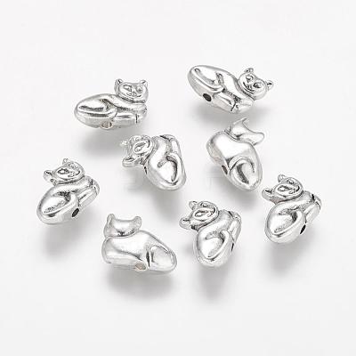 Tibetan Style Alloy Kitten Beads X-TIBEP-GC183-AS-RS-1