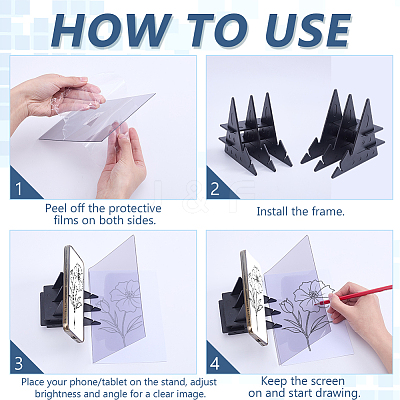 Plastic Drawing Tracing Board with Stand AJEW-WH0709-518-1