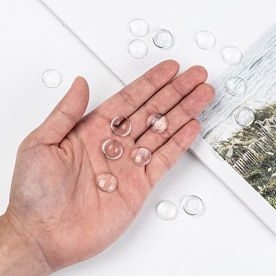Transparent Glass Cabochons X-GGLA-R026-15mm-1