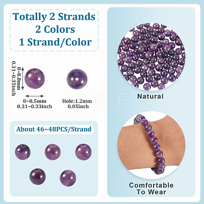 2 Strands 2 Colors Natural Amethyst Beads Strands G-TA0002-62-1