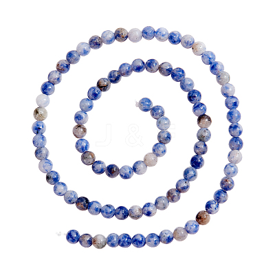5 Strands Round Natural Blue Spot Jasper Beads Strands G-NB0004-58-1