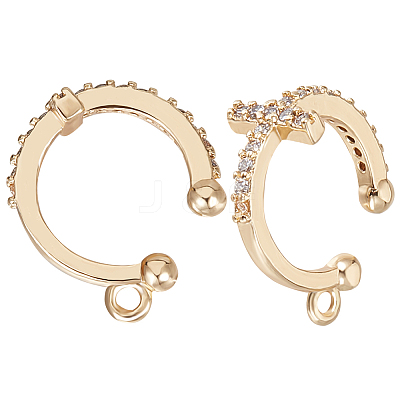 6Pcs Brass Micro Pave Clear Cubic Zirconia Ear Cuff Findings KK-BBC0009-76-1