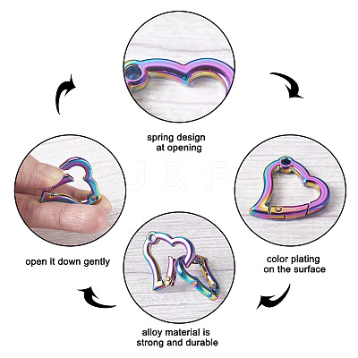 10Pcs 5 Style Zinc Alloy Spring Gate Rings PALLOY-GN0001-02-1