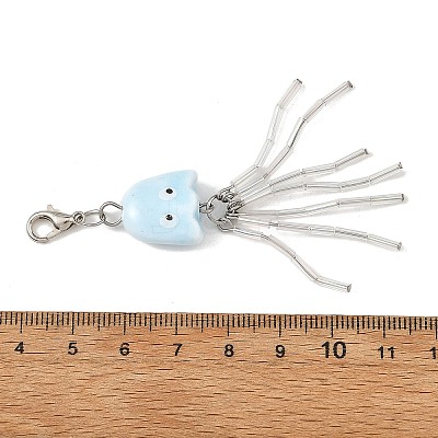 Octopus Porcelain & Glass Pendant Decorations HJEW-JM05047-1