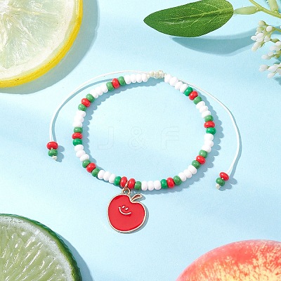 9Pcs Fruit Theme Alloy Enamel Charm Bracelets BJEW-MZ00206-1
