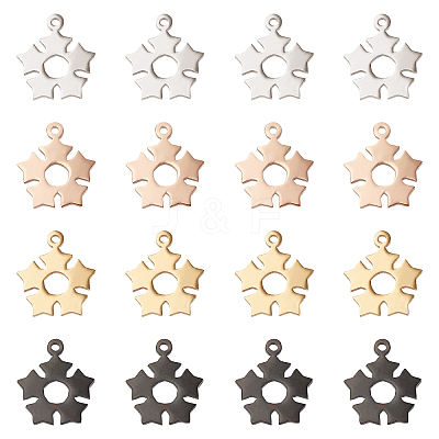 16Pcs 4 Colors 201 Stainless Steel Pendants STAS-UN0030-78-1