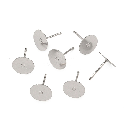 Tarnish Resistant 316 Surgical Stainless Steel Flat Round Blank Peg Stud Earring Settings X-STAS-R073-06A-1