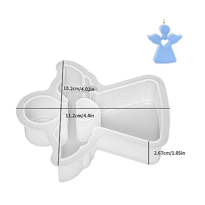 3D Heart Angel Scented Candle Silicone Statue Molds PW-WG46696-02-1