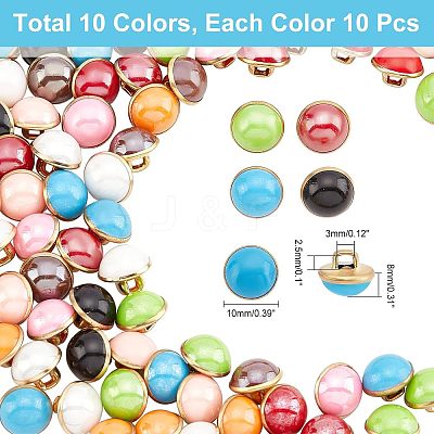 100Pcs 10 Style 1-Hole Brass Resin Button BUTT-NB0001-41-1