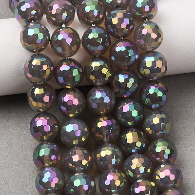 Electroplated Natural Agate Beads Strands G-B191-A07-10mm-03-1