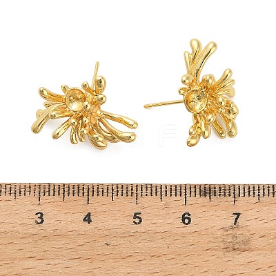 Flower Brass Stud Earring Findings KK-D102-05G-1