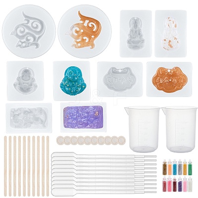 Buddhaist DIY Pendant Silicone Molds Kits DIY-OC0002-86-1