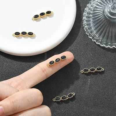 SHEGRACE Brass Pave Black Cubic Zirconia Triple Oval Links Connector Charms XGRQ3P540-645G-1