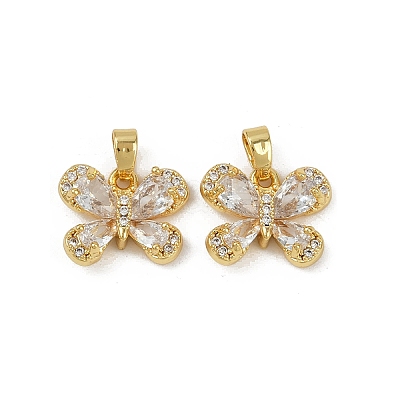 Brass Micro Pave Cubic Zirconia Charms KK-N254-229G-02-1