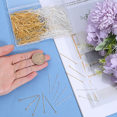 600Pcs 2 Colors Brass Eye Pin KK-SP0001-68C-1