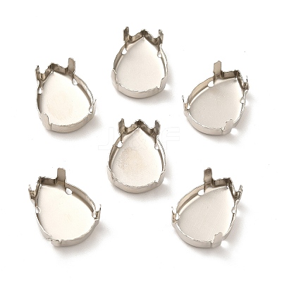 Platinum Plated Brass Sew on Prong Settings X-KK-G246-13x18mm-P-1