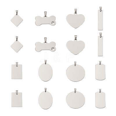 32Pcs 8 Style 201 Stainless Steel Stamping Blank Tag Pendants STAS-CW0001-10-1