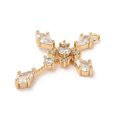 Brass Micro Pave Cubic Zirconia Pendants KK-P301-03D-G-1