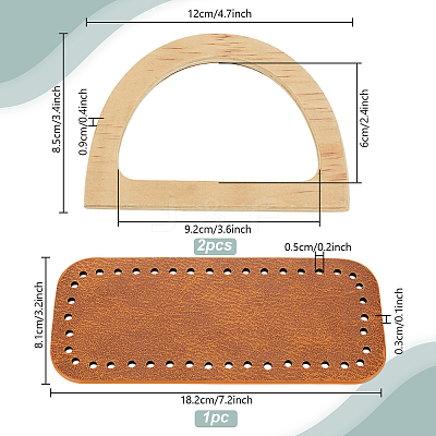 2Pcs Wood D Shaped Handles Replacement DIY-PH0030-01A-1