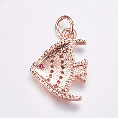 Brass Micro Pave Cubic Zirconia Pendants X-ZIRC-G125-77RG-1