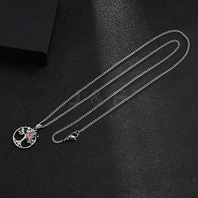 Brass Micro Pave Coloful Cubic Zirconia Pendant Necklaces NJEW-M211-03C-P-1
