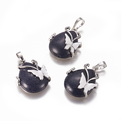 Synthetic Blue Goldstone Pendants G-K296-B04-1