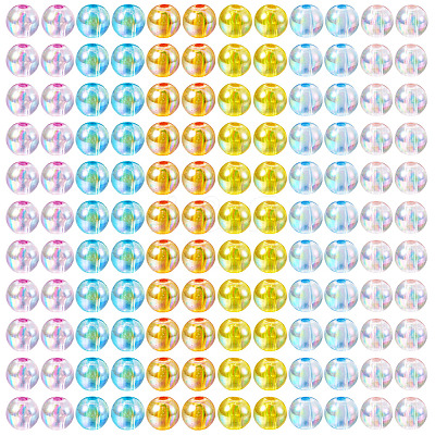 300Pcs 6 Colors Transparent Acrylic Beads MACR-TA0002-47-1