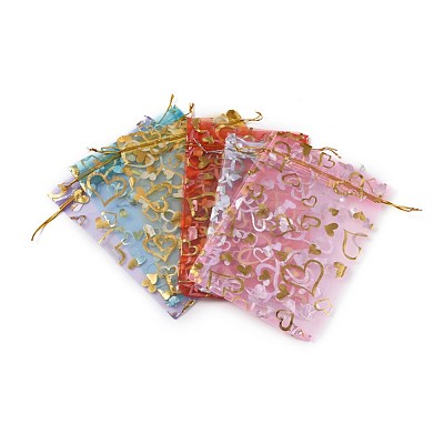 Heart Printed Organza Bags OP-X0001-06-1