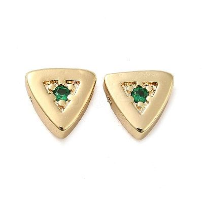 Real 18K Gold Plated Brass Micro Pave Cubic Zirconia Bead KK-H455-08G-03-1