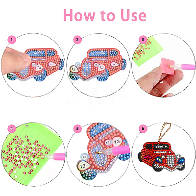 DIY Cars Diamond Painting Keychains Kits DIY-WH0182-16-1
