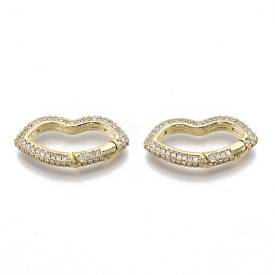 Brass Micro Pave Cubic Zirconia Spring Gate Rings ZIRC-S066-032B-NF-1