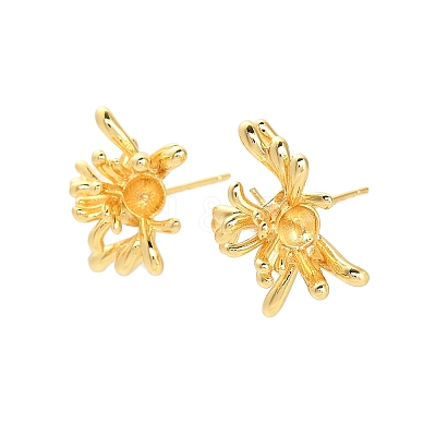 Flower Brass Stud Earring Findings KK-D102-05G-1