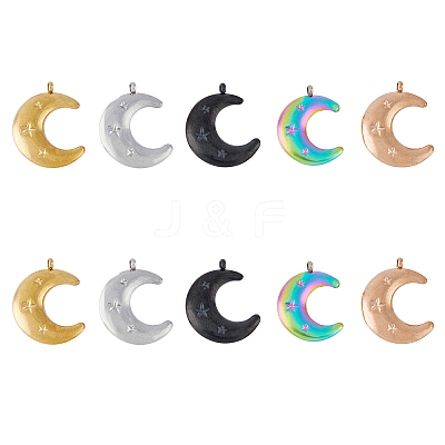 10Pcs 5 Colors 304 Stainless Steel Pendants STAS-DC0013-61-1