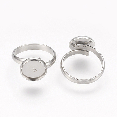 Tarnish Resistant Adjustable 304 Stainless Steel Finger Rings Components STAS-E144-026-10mm-1