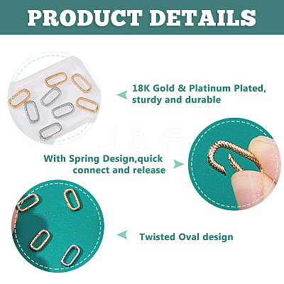 8Pcs 2 Colors Brass Spring Gate Rings KK-HS0015-10-1