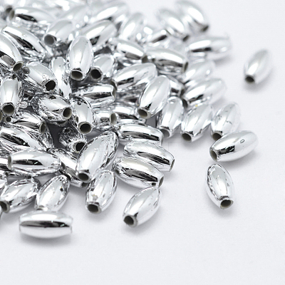 Plating Eco-Friendly Plastic Beads X-KY-K002-03-8x4mm-S-1