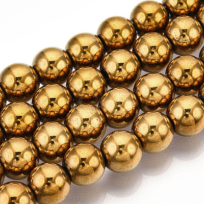 Non-magnetic Synthetic Hematite Beads Strands G-S096-8mm-2-1