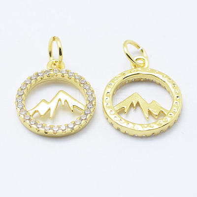 Brass Micro Pave Cubic Zirconia Pendants KK-P133-12G-NR-1