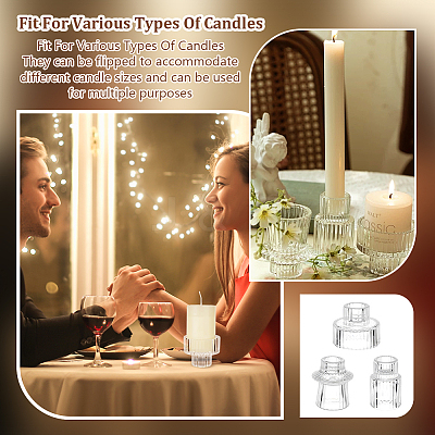 6Pcs 3 Styles CDouble-ended Glass Candlestick AJEW-OC0013-93-1