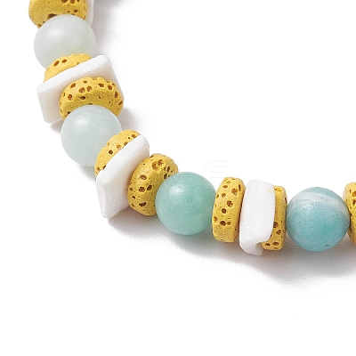 Round Natural Amazonite Beads Stretch Bracelets BJEW-JB11818-01-1