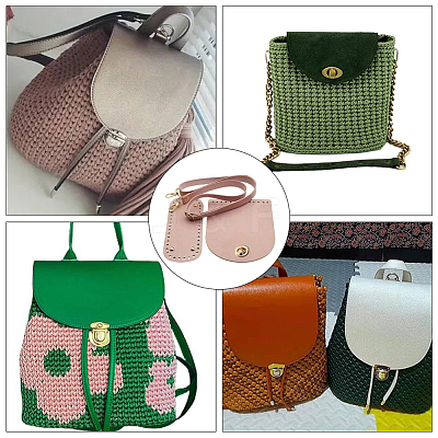 1 Set Handmade PU Leather Crochet Shoulder Bag Accessories Kits PURS-CL0001-37B-1