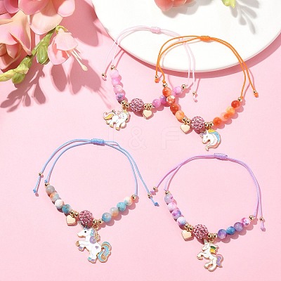 Alloy Enamel Unicorn Charm Bracelet BJEW-JB09599-1
