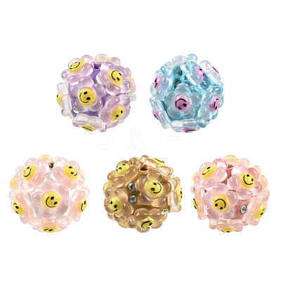 10Pcs 5 Colors Polymer Clay Rhinestone Beads with Resin RESI-YW0005-99-1