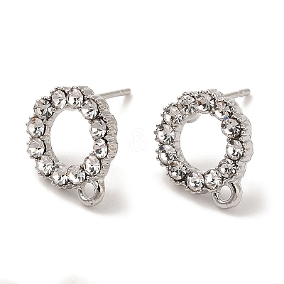 Rack Plating Brass Micro Pave Cubic Zirconia Studs Earrings Findings EJEW-K289-07P-1