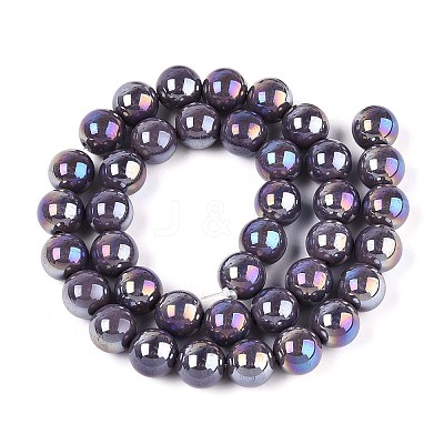 Electroplate Opaque Glass Beads Strands GLAA-T032-P10mm-AB15-1