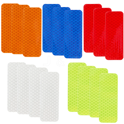 60Pcs 5 Colors PET Plastic Reflective Stickers DIY-SP0004-38-1