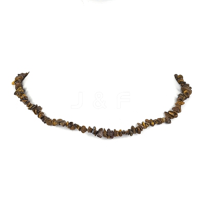 Natural Tiger Eye Chip Beaded Necklace NJEW-JN04615-08-1